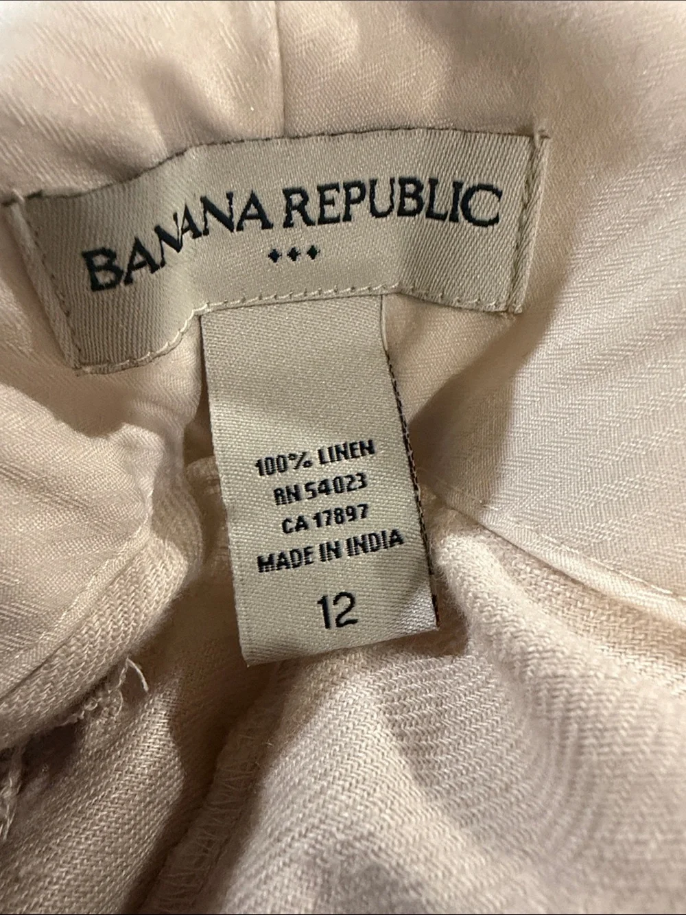 Light Beige Linen Capri Pants Size 12